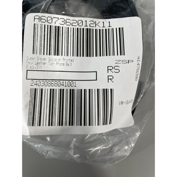 Susan Graver Solid Faux Leather Two- Prong Waist Belt Black Silver Womens S/M - Picture 3 of 3